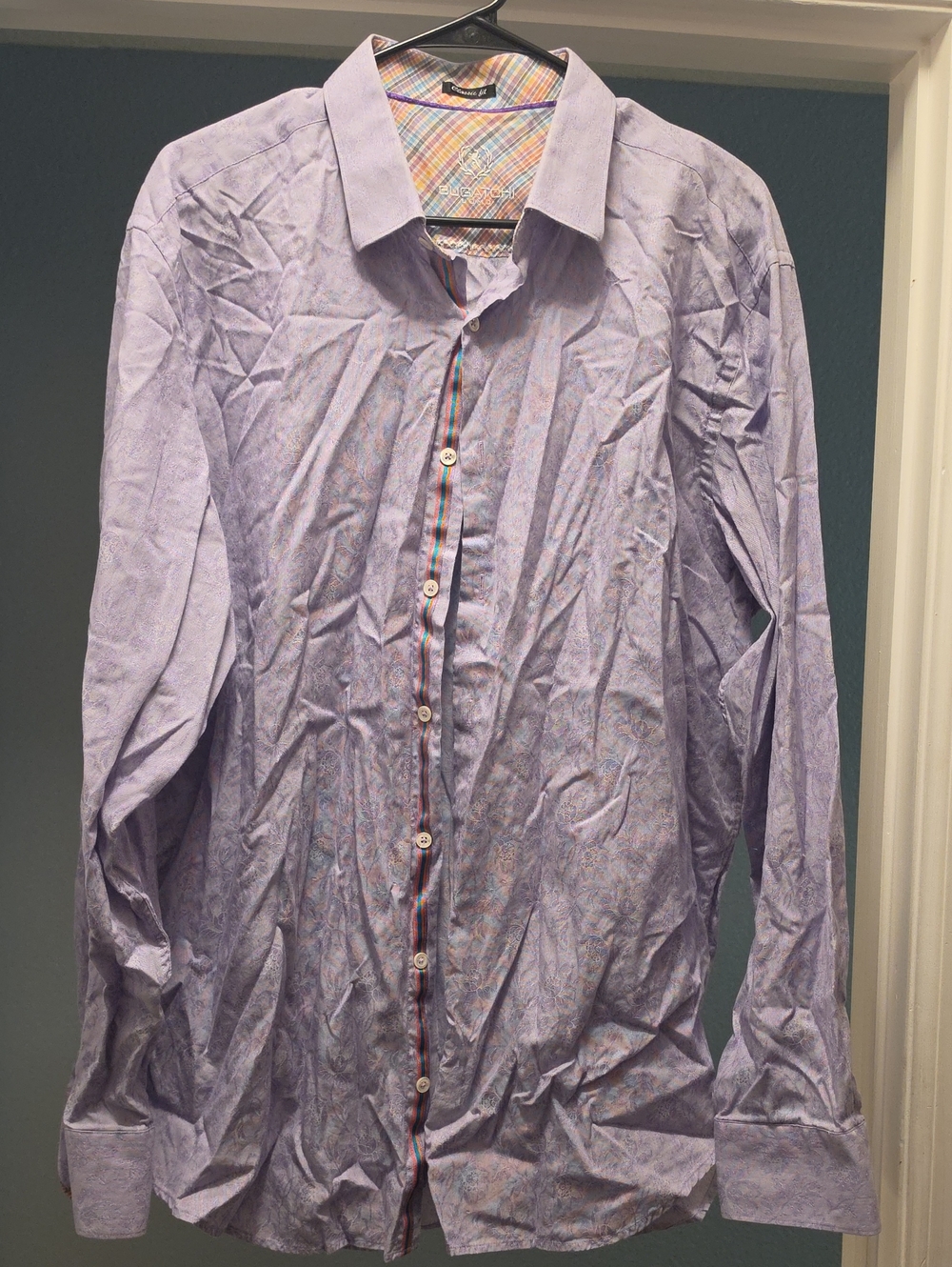 Bugatchi Uomo Lavender Floral Jacquard Cotton Dress Shirt